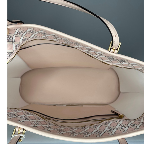 NWT Tory Burch Geo Logo Tote Zip Top Dusted Blush Pink Shoulder Bag Handbag - Picture 4 of 7